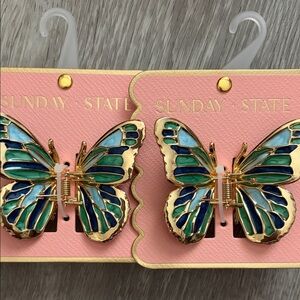 Sunday State Blue and Green Butterfly Hair Claws